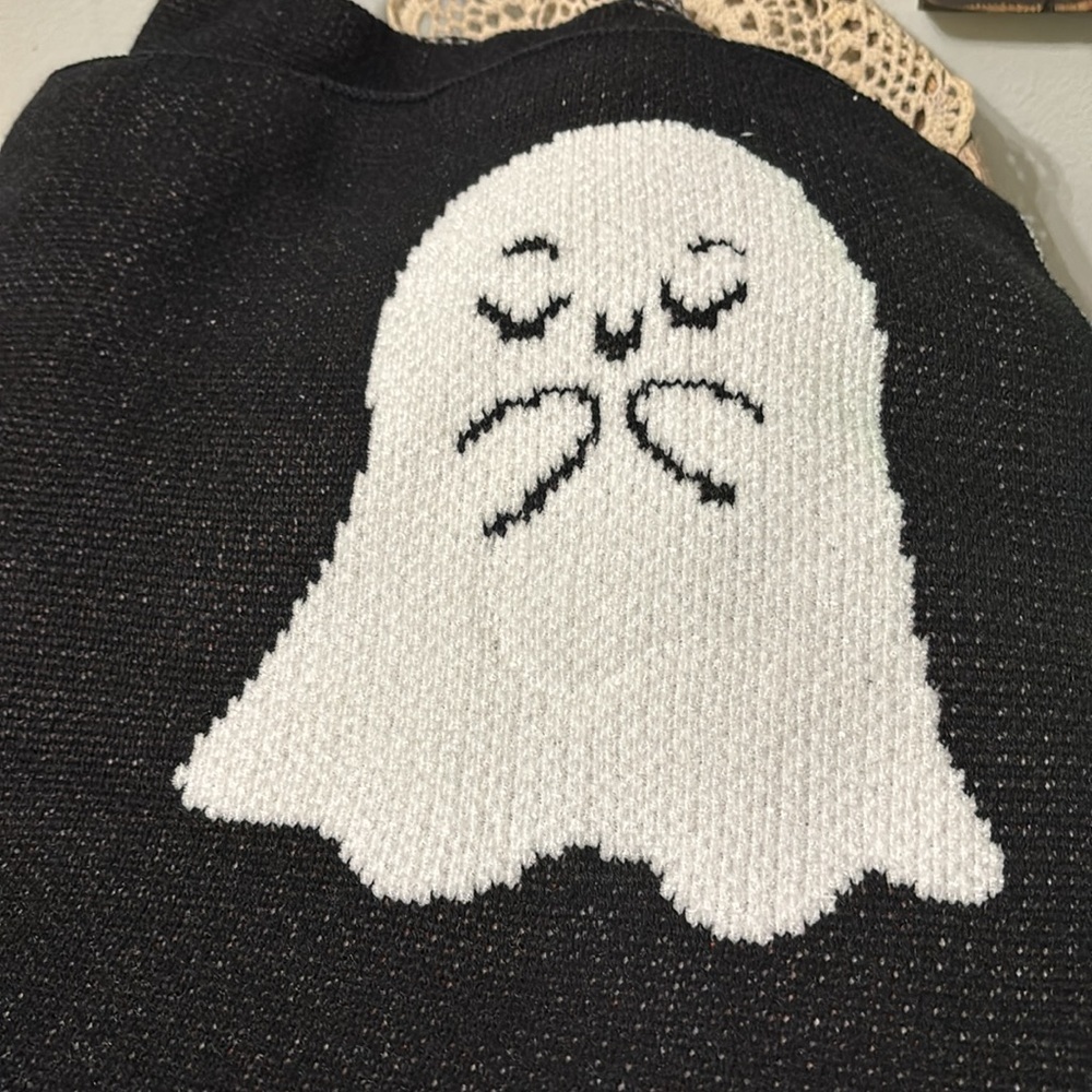GOBLIN & GHOUL BLACK GHOST PUMPKIN JACK O LANTERN OVERSIZED HALLOWEEN THROW NWT - Picture 11 of 11
